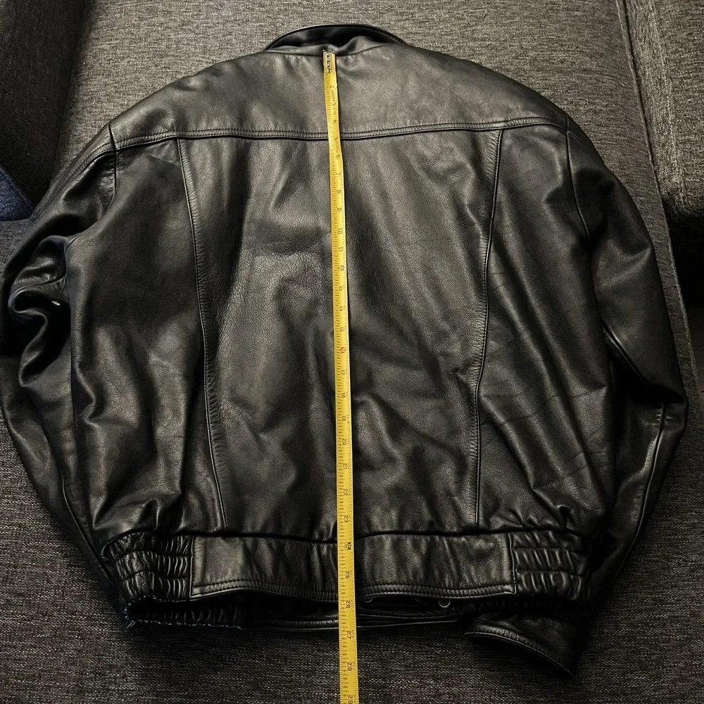 Fieldsheer Jacket Mens 46 Black Leather Motorcycle Biker Elastic Waist Zip Moto